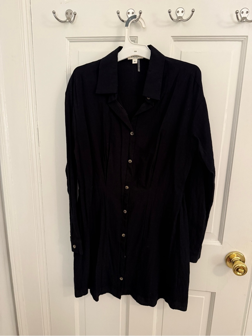 Button up cinched waist Black dress